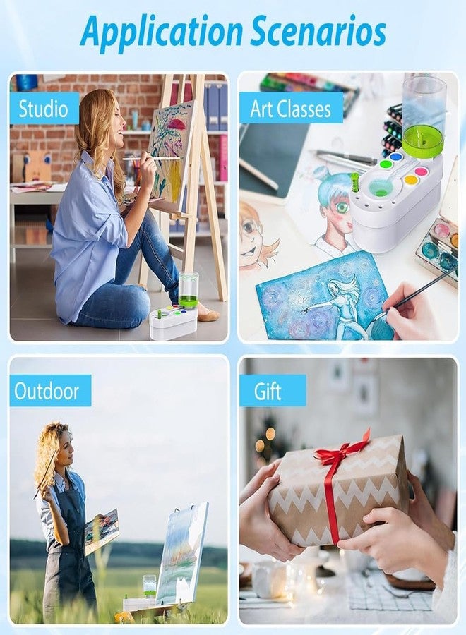 FEBLICH Brush Rinser Paint Brush Cleaner Rinser with Drain Water Recycling Paintbrush Scrubber for Acrylic, Watercolor, Oil and Water-Based Paint Brushes Cleaning Tool, Water Circulation Brush Paint Rinser - Image 3